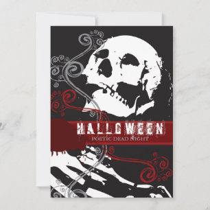 Invitación Esqueleto Poético Muerte Fiesta Gótica de Hallowee