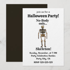 Invitación Esqueleto sin cuerpo divertida fiesta de Halloween