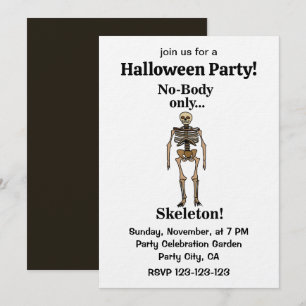 Invitación Esqueleto sin cuerpo divertida fiesta de Halloween