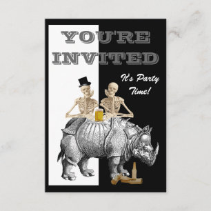 Invitación Esqueleto y rinoceronte divertidos