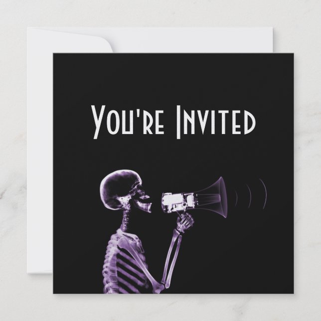 INVITACIÓN ESQUELETON DE VISIÓN DE RAYOS X SOBRE MEGAPHONE -  (Anverso)