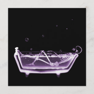 INVITACIÓN ESQUELETON DE VISIÓN DEL RAYO X DEL BAÑO - PURPLE