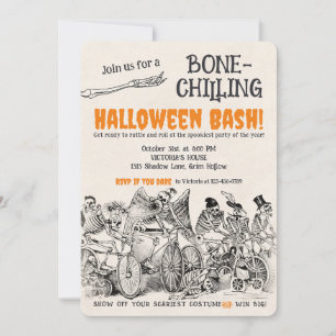 Invitación Esqueletos Antiguos 2 Fiesta de Halloween Espeluzn