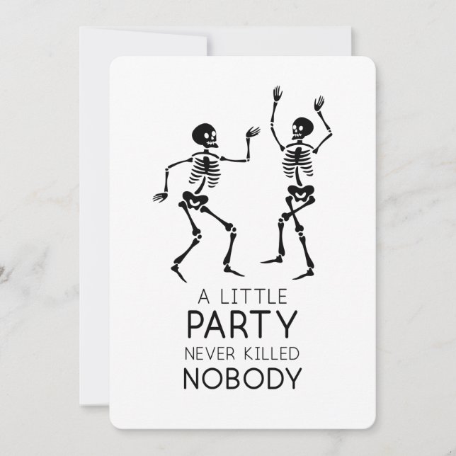 Invitación Esqueletos bailando Halloween contemporáneo (Anverso)
