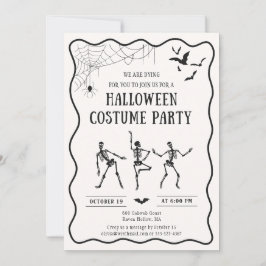 Invitación esqueletos bailarines, disfraz de Halloween sensac