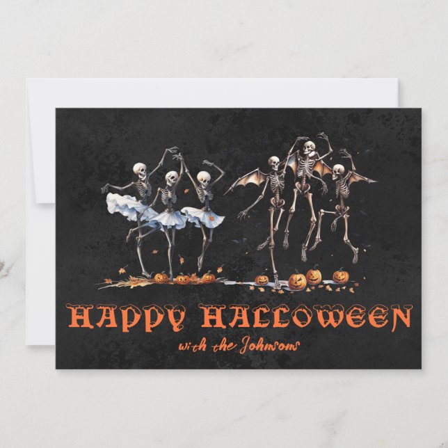 Invitación Esqueletos bailarines fiesta de Halloween del Nara (Anverso)