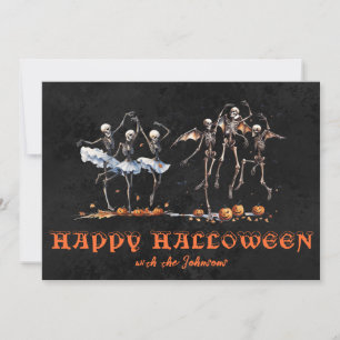 Invitación Esqueletos bailarines fiesta de Halloween del Nara