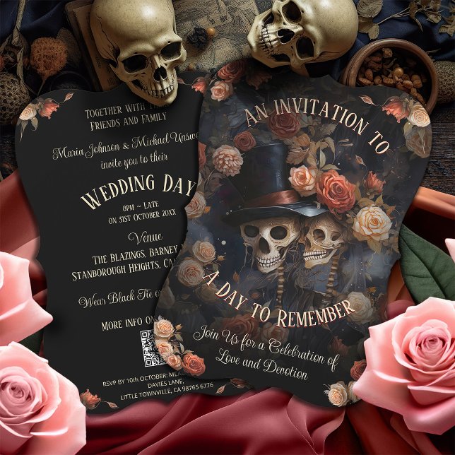 Invitación Esqueletos de besos RSVP Boda gótico (Subido por el creador)