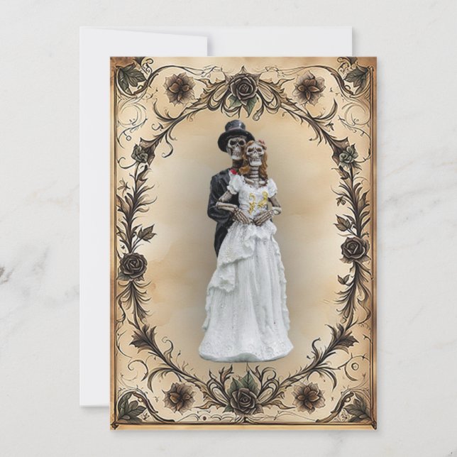 Invitación Esqueletos de Esposos y Esposas Eternamente Unidos (Anverso)