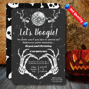 Invitación Esqueletos de Halloween Discoteca Boogie Fiesta