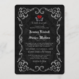 Invitación Esqueletos de Halloween "HASTA LA MUERTE" Y "JUNTO