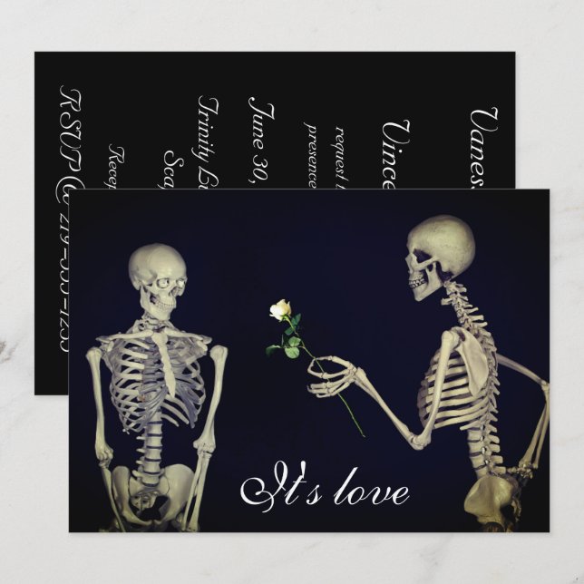 Invitación Esqueletos de la Boda del amor (Anverso / Reverso)