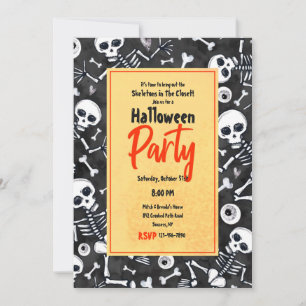 Invitación Esqueletos en la fiesta de Closet Halloween