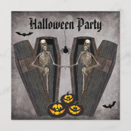 Invitación Esqueletos felices en el fiesta de Halloween de