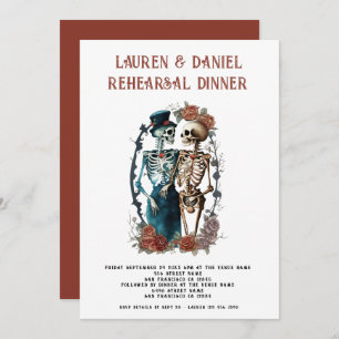 Invitación Esqueletos florales góticos Boda Cena ensayada