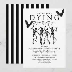 Invitación Esqueletos Modernos Muriendo por Ir a la Fiesta de