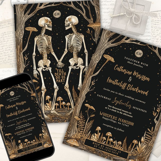 Invitación Esqueletos y hongos hasta Boda de muerte (Subido por el creador)