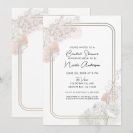Invitación Esquema Botánico Sage Rubor Fiesta Nupcial Floral