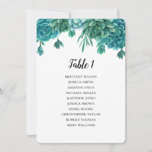 Invitación Esquema de asientos de boda suculento. Plan de mes