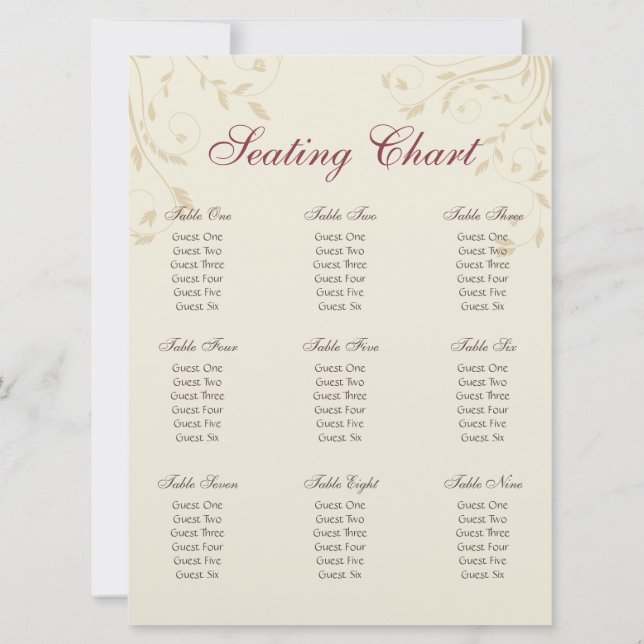 Invitación Esquema de Asientos de Narcisos Fucsia y Trigo (Reverso)