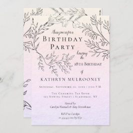 Invitación Esquemas florales delicados en la décimo octava