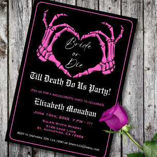 Invitación Esquetón gótico Novia rosa o Bachelorette muerta
