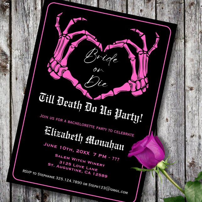 Invitación Esquetón gótico Novia rosa o Bachelorette muerta (Subido por el creador)