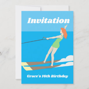 Invitación Esquí acuático de estilo vintage