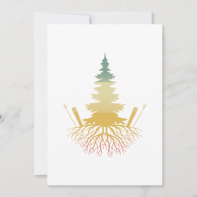 Invitación Esquí Árbol Retro Montañas Deportivas de Invierno  (Anverso)