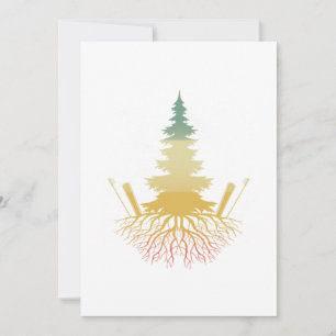 Invitación Esquí Árbol Retro Montañas Deportivas de Invierno