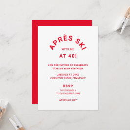 Invitación Esquí De Invierno Red Après Conmigo En Fiesta De C