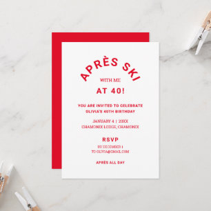 Invitación Esquí De Invierno Red Après Conmigo En Fiesta De C