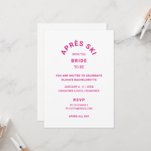 Invitación Esquí rosa Après con la novia para ser soltera