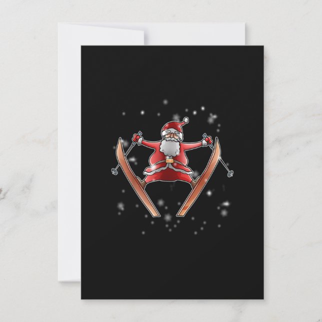 Invitación Esquí Santa Navidades Ski Winter Sport X-Mas Paja (Anverso)