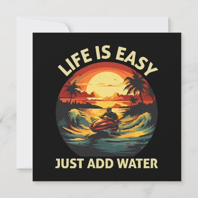 Invitación Esquiador de moto acuática clásico (Reverso)