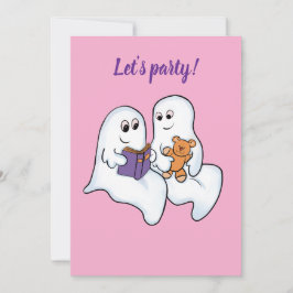 Invitación Esquiadores cortos leyendo juntos en Halloween