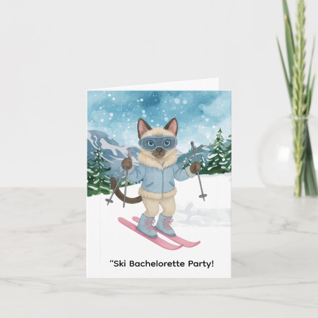 Invitación Esquiando para Novia en la fiesta de la Bacheloret (Anverso)