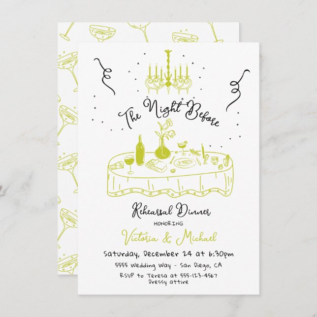 Invitación Esquiar De Mano La Noche Antes De La Cena Del Ensa (Anverso / Reverso)