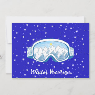 Invitación Esquiar Gogles Danza de copo de nieve Vacaciones p