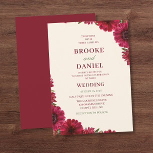 Invitación Esquina de Gerbera Daisy Borgoña Boda
