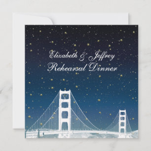 Invitación Esquina de San Fran Etched Blue Star Cena de ensay