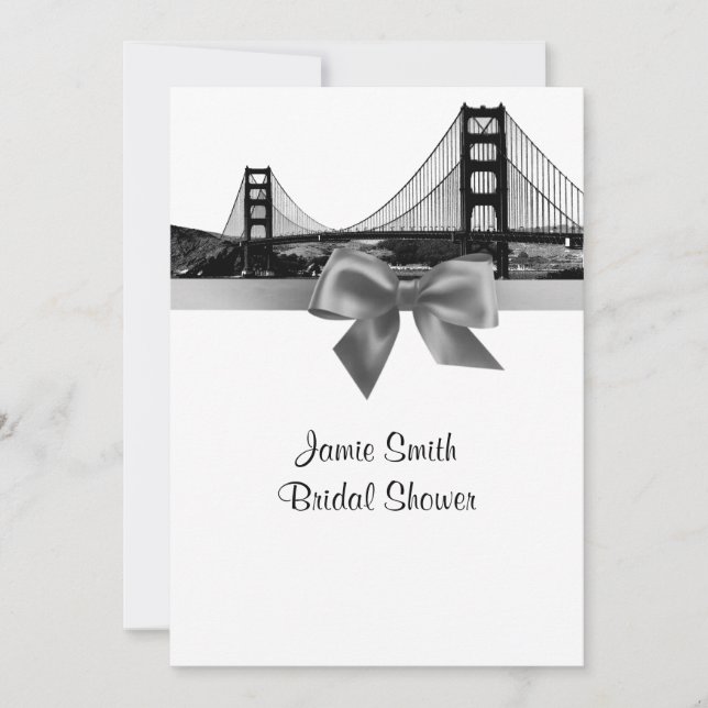 Invitación Esquina de San Fran Etched BW Gray Brillante Ducha (Anverso)