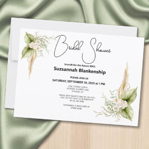 Invitación Esquina floral borde ducha de novia elegante
