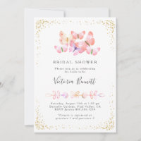 Esquinas de mariposa Coral Gold Confetti Bridal Sh