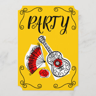 Invitación Esquinas de Souvenirs Españoles vertical Fiesta