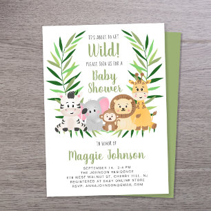 Invitación Está a punto de conseguir Baby Shower de animales 