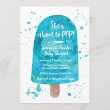 Está a punto de invitar a Baby Shower azul POP