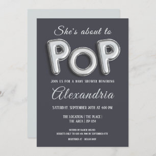 Invitación Está a punto de pop (plateado) Baby Shower Unisex