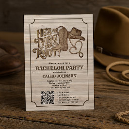 Invitación Está atando el código QR del partido Bachelor Knot