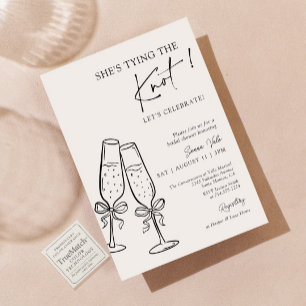 Invitación Está Atando el Lazo Champán Bridal Shower